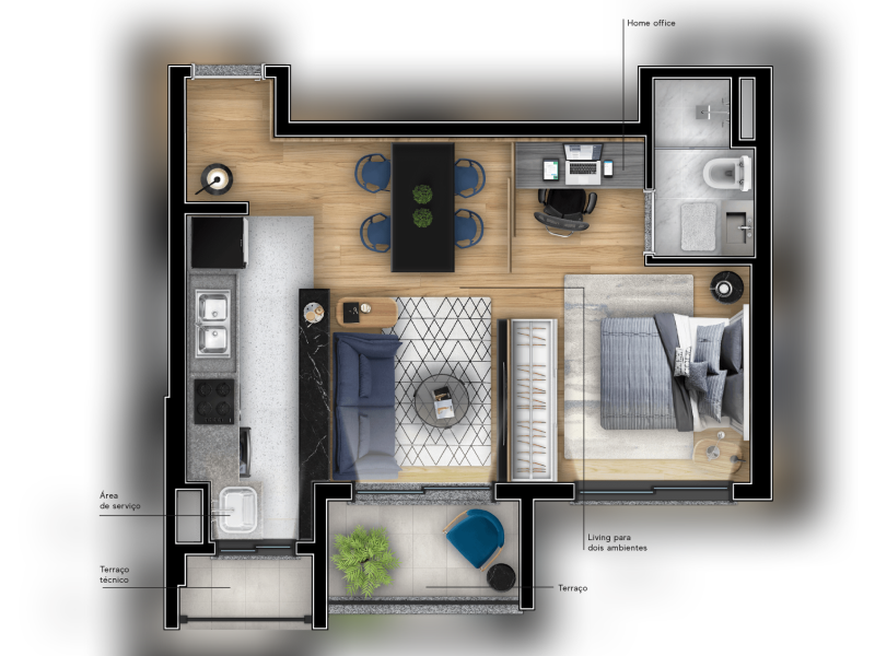 Apartamento à venda Taquaral com 45m² e 1 quarto por R$ 498.000 - planta1dorm-now.png