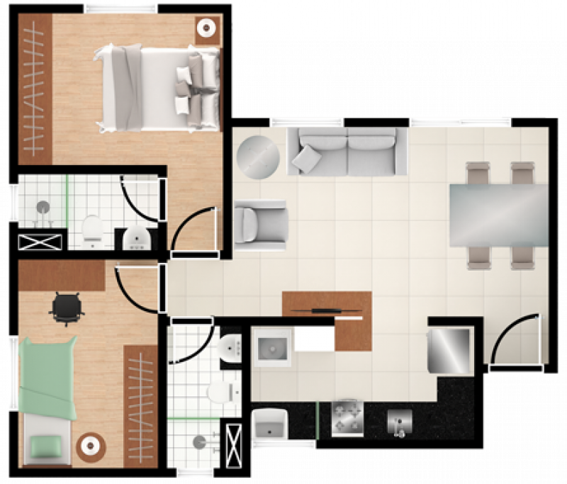 Apartamento à venda Parque Fazendinha com 51m² e 2 quartos por R$ 299.000 - 2018449079-ap2dorms1.png