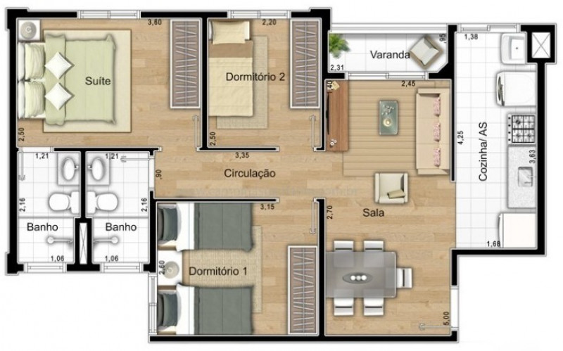 Apartamento à venda Vila Satúrnia com 63m² e 3 quartos por R$ 580.000 - 1860598198-campinas-boulevard-planta-60m2-3-dorm-1-suite.jpg
