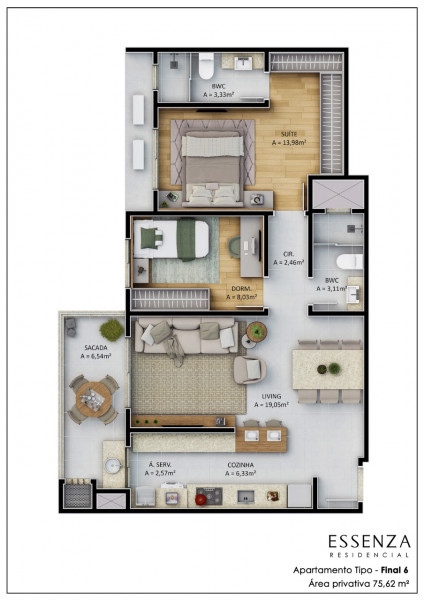 Apartamento para alugar Centro com 75m² e 2 quartos por R$ 4.100 - 1148221277-12.jpg