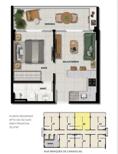 Apartamento à venda Barra com 37m² e 1 quarto por R$ 490.000 - 1233122433-planta.jpg