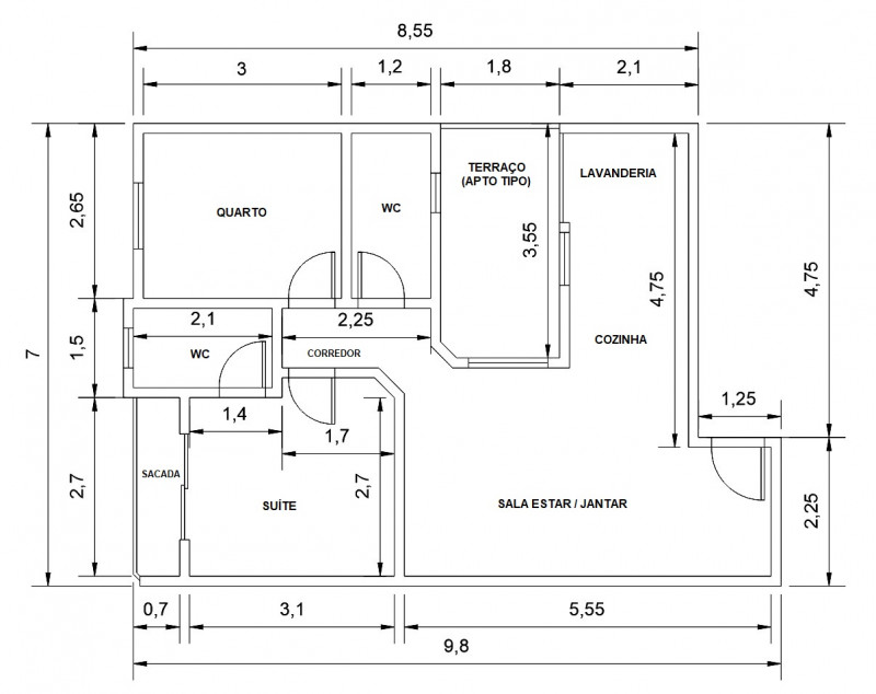Apartamento à venda Jardim Utinga com 114m² e 2 quartos por R$ 469.000 - 51887950-projeto-utinga-medidas-2.jpg