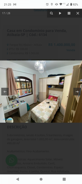 Casa de condomínio à venda Parque Rio Abaixo com 1002m² e 5 quartos por R$ 1.450.000 - 1726870838-screenshot-20230616-212528.png