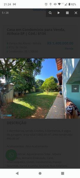 Casa de condomínio à venda Parque Rio Abaixo com 1002m² e 5 quartos por R$ 1.450.000 - 2129512587-screenshot-20230616-212457.png
