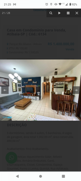 Casa de condomínio à venda Parque Rio Abaixo com 1002m² e 5 quartos por R$ 1.450.000 - 616218045-screenshot-20230616-212538.png