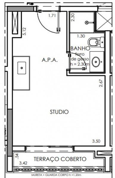 Studio à venda Tucuruvi com 23m² e 1 quarto por R$ 285.000 - 199213996-planta.jpg