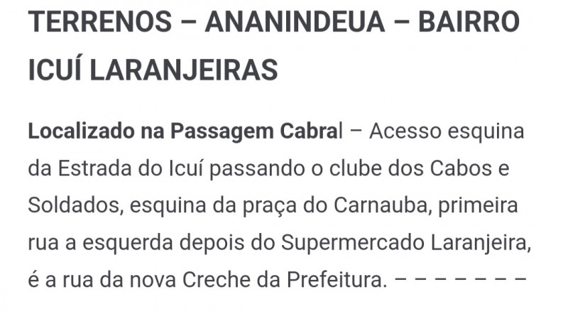 Terreno à venda Icuí-Guajará com 140m² e 1 quarto por R$ 45.000 - 1862724829-screenshot-20230710-164855-chrome.jpg