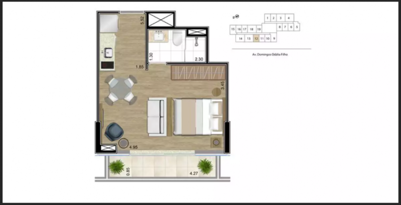 Studio à venda Centro com 32m² e 1 quarto por R$ 400.000 - 1668144118-1.PNG