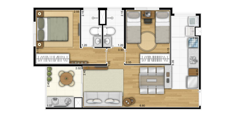 Apartamento à venda Quitaúna com 55m² e 2 quartos por R$ 410.000 - 574025703-planta.jpg