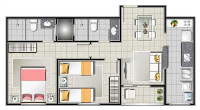 Apartamento à venda Nossa Senhora de Lourdes com 54m² e 2 quartos por R$ 175.000 - 1961723124-planta-2-dorms-com-suite.png