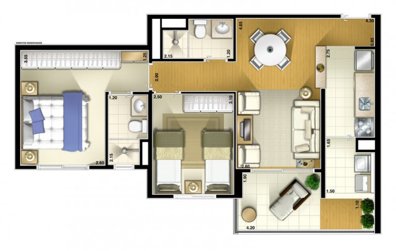 Apartamento à venda Liberdade com 61m² e 2 quartos por R$ 950.000 - 1613462504-planta.jpg