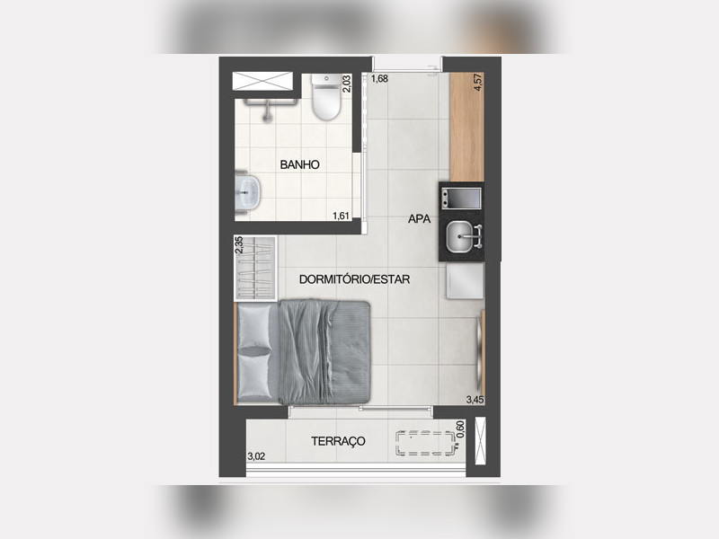 Studio à venda Moema com 20m² e 1 quarto por R$ 500.000 - id-jauaperi-planta-studio-20m.jpeg