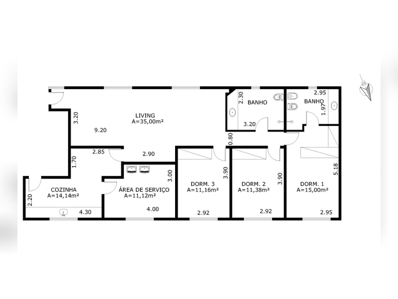 Apartamento à venda Paraíso com 121m² e 3 quartos por R$ 1.000.000 - planta.png