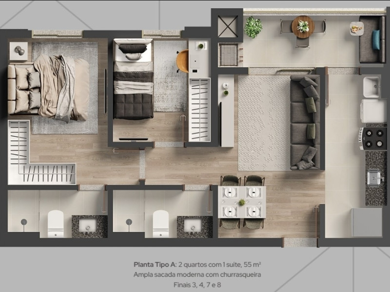 Apartamento à venda Aurora com 55m² e 2 quartos por R$ 128.000 - 1000121471.jpg