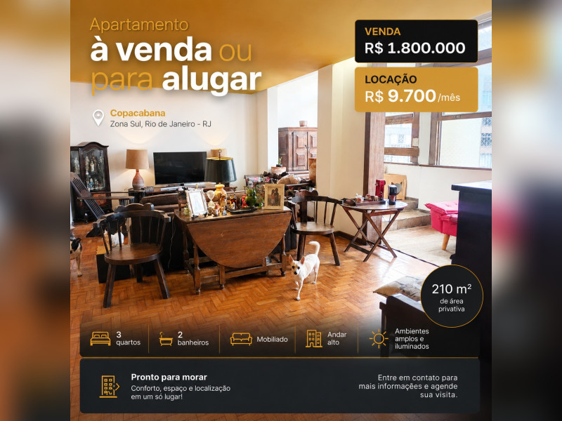 imóvel com 210m² - Copacabana - Rio de Janeiro