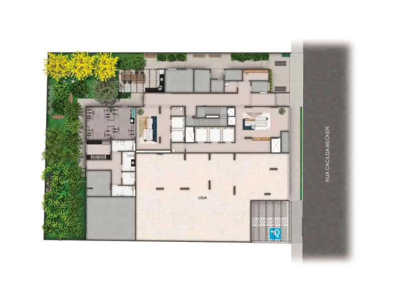 Studio à venda Jardim das Acácias com 26m² e 1 quarto por R$ 315.000 - planta-apartamento-my-one-estacao-brooklin-sao-paulo-sp-implantacao-terreo.jpg