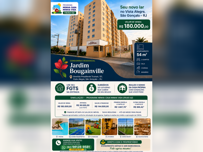 imóvel com 54m² - Vista Alegre - São Gonçalo