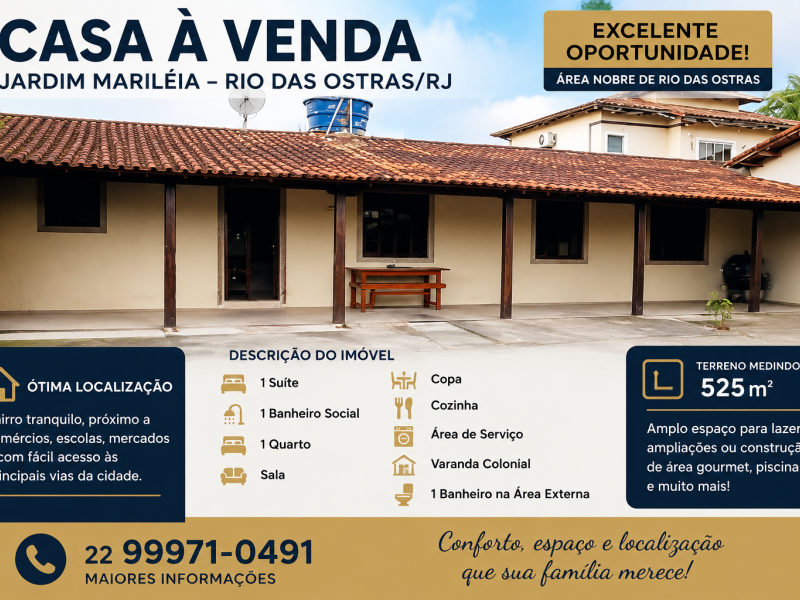 imóvel com 525m² - Jardim Mariléa - Rio das Ostras