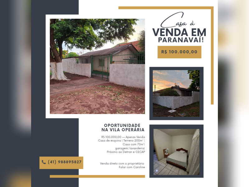imóvel com 70m² - Residencial Vila Operária II - Paranavai