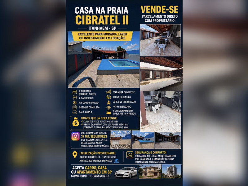imóvel com 800m² - Cibratel II - Itanhaém