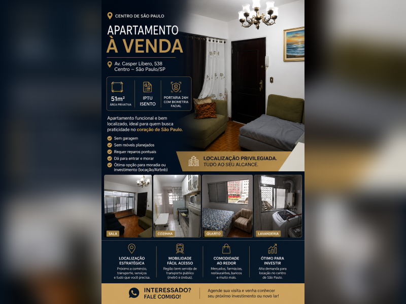 imóvel com 51m² - Centro - São Paulo