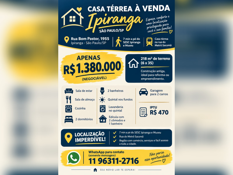 imóvel com 218m² - Ipiranga - São Paulo