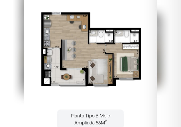 imóvel com 57m²