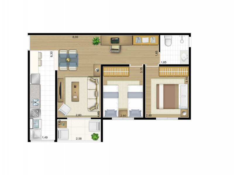 imóvel com 58m² - Jardim Esmeralda - Limeira